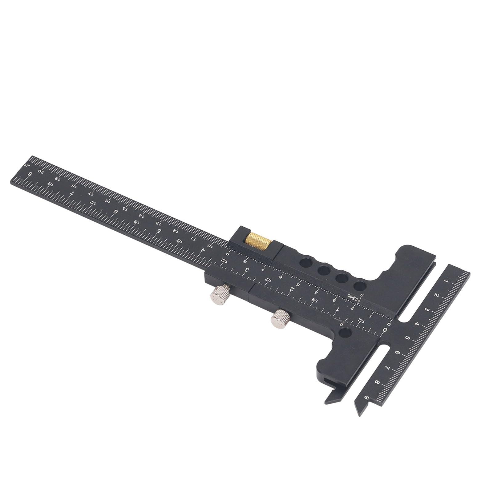 T Ruler, Aluminum Alloy Woodworking Gauge with 0-100mm 0-210mm Range for Caliper Measuring Tool, T Ruler for Woodworking Measuring Marking, Customizable Stopper, Ergonomic