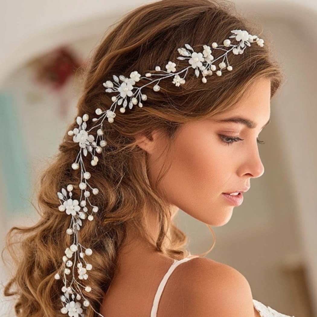 Amazon.com : Unicra Wedding Crystal Flower Hair Vine Bridal