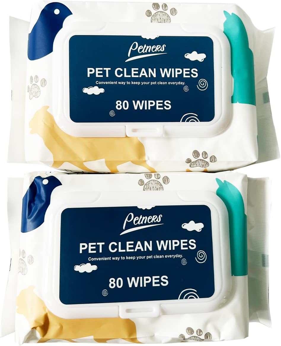 PETNERS Dog Wipes for Paw Cleaning Deodorizing Cat Puppy Grooming Pet Wipes for Face Body Eye Extra Thick Strong Soft Alcohol Free 160Ct