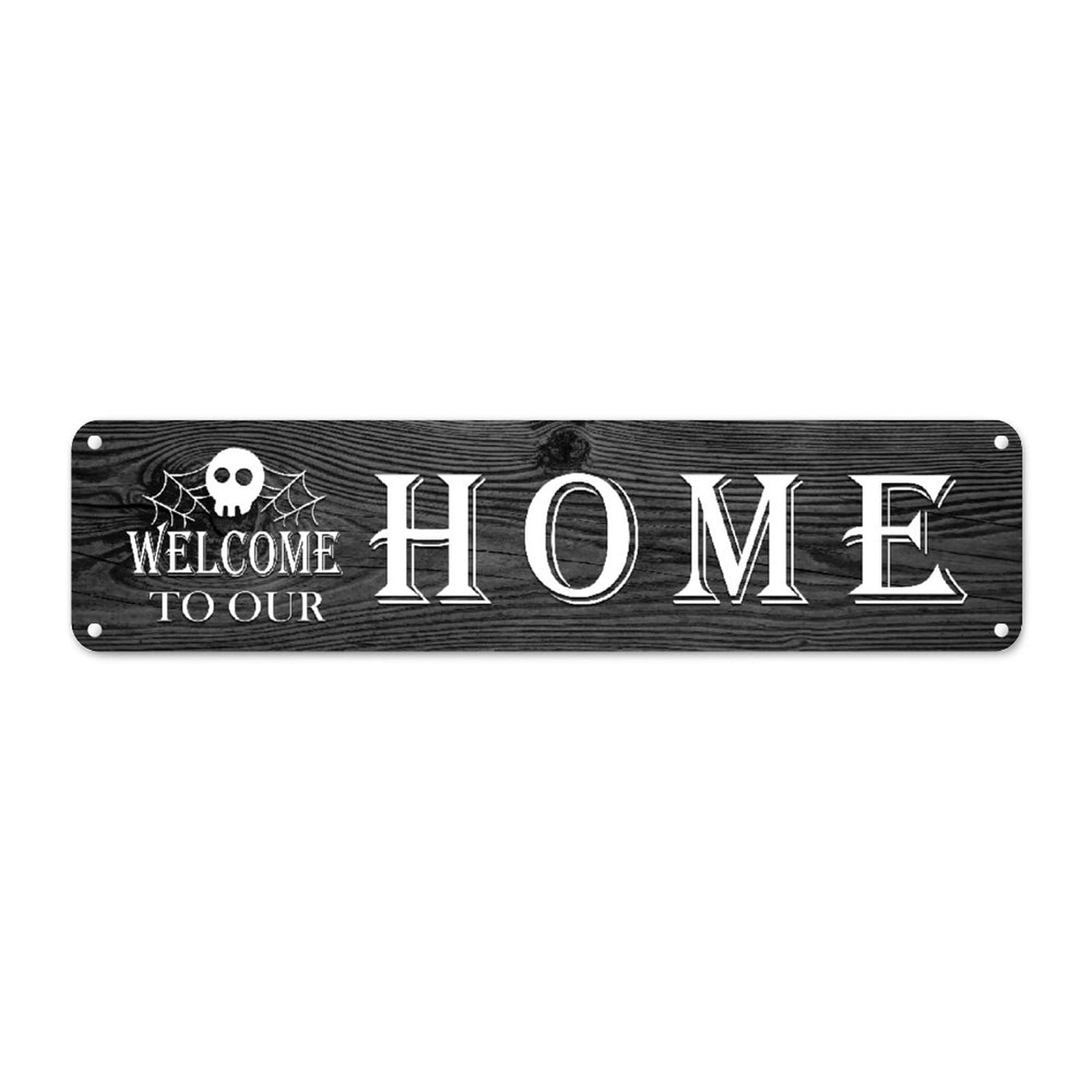 Plaque Halloween rustique Welcome To Our Home pour décoration de chambre