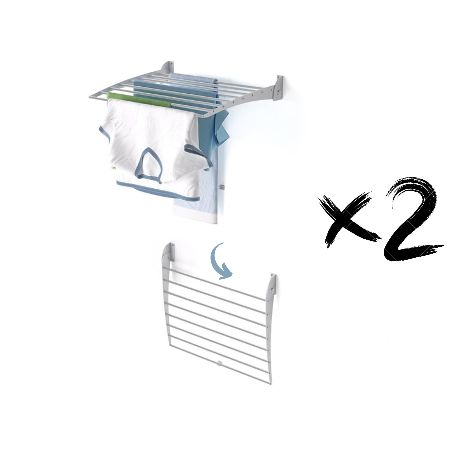 foxydry Fold, wall mounted clothes airer, folding space saving, 24 in X2