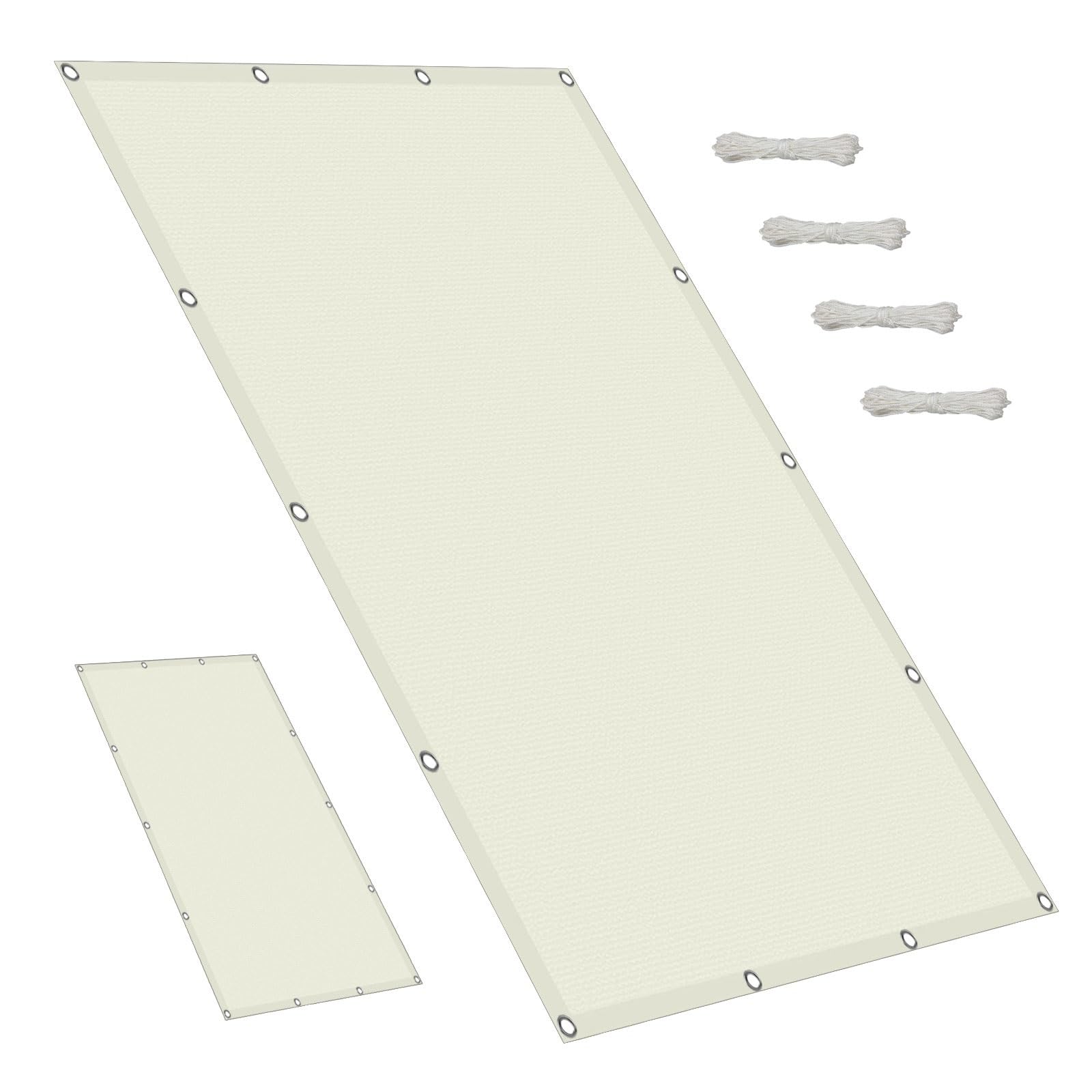 Tenda a Vela Rettangolare 2.5 x 7 m Rettangolare Impermeabile Vela Tela Ombreggiante Protezione UV Antistrappo con Fune per Esterno Giardino Terrazza, Bianco Caldo