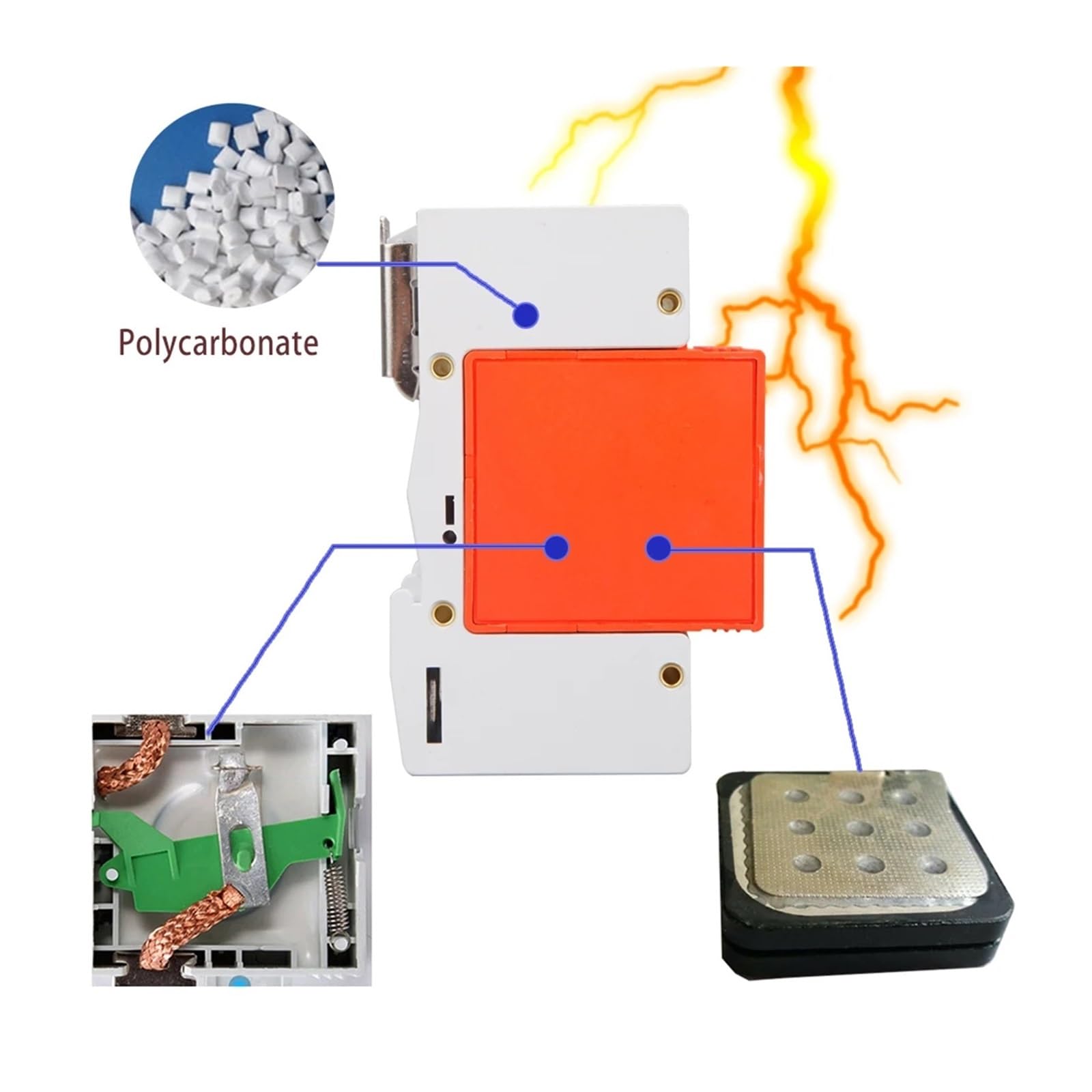 Überspannungsschutz for Photovoltaikanlagen, Überspannungsschutzgerät (SPD), Ableiter, Wechselstrom 220 V, 230, 380, 400, 3/4-polig(3P,DC1000V 30-60KA)
