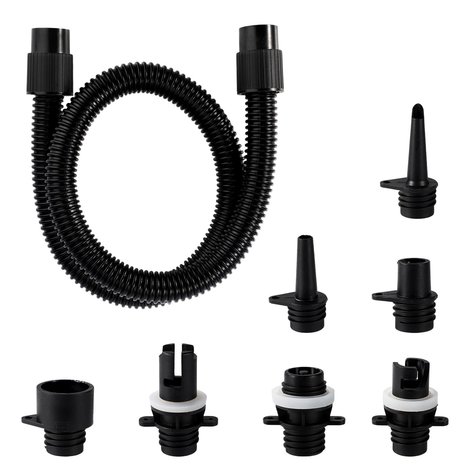 Fukaisu SUP Pump Adapter Hose, Paddle Board Pump Hose Replacement Accessories Attachments with 7 Air Valve Nozzles for Sup Paddle Boards Kayaks Inflatable Swimming Pools & Inflatable Sofas