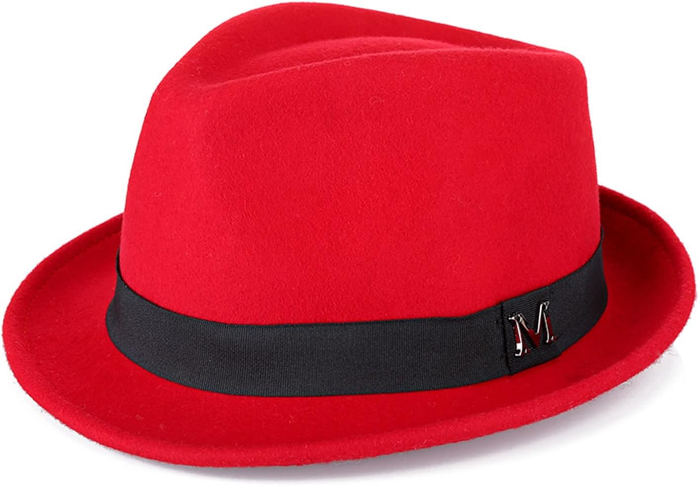 FREEBIRD99 100% Wool Felt Panama Fedora Hat Short Brim Trilby Flat Hat for Men Women