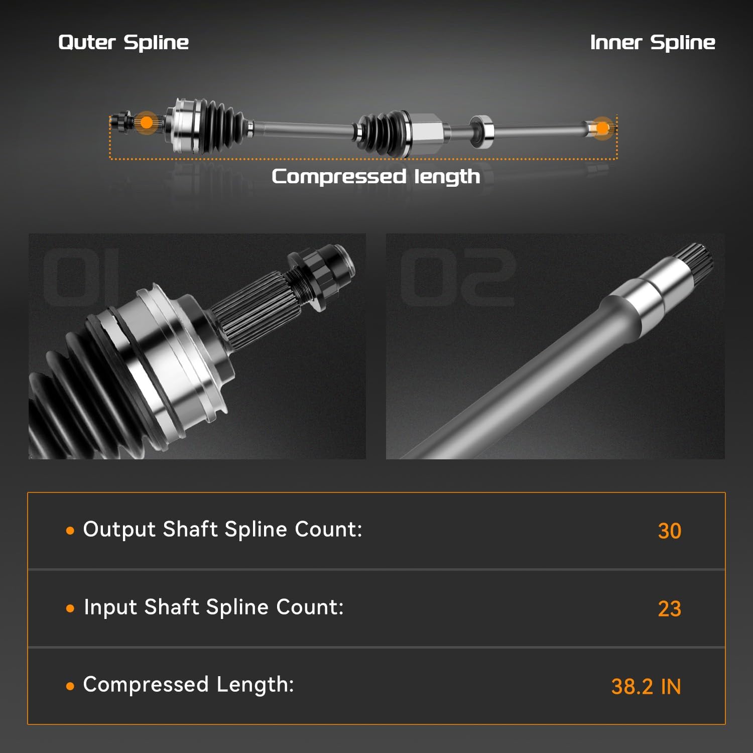 Front CV Axle Shaft Assembly Compatible for Lexus GS300 2006, GS350 2007-2010, IS250 2006-2010, IS350 2011-2013 - AWD Passenger Side, 66-5311