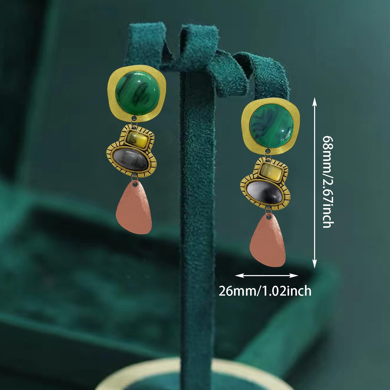 Bohemian Vintage Geometry Crystal Lightweight Long Dangle Drop Earrings National Style Exaggeration Gothic Irregular Stone Stud Earrings For Women Jewelry Gift - Image 5