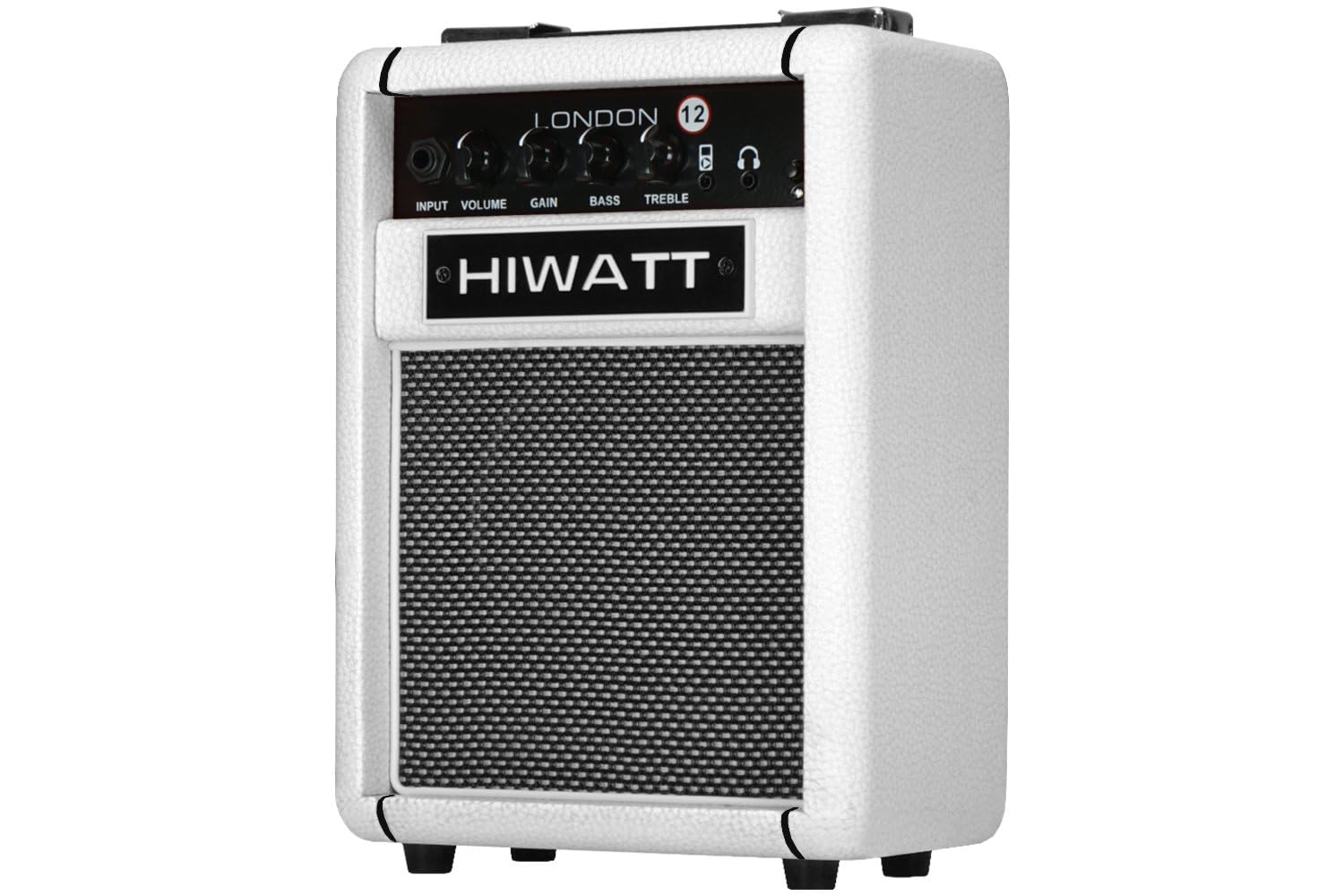 Hiwatt - London 12 Amplificador Combo para Guitarra 12 W, 1 Canal, Bluetooth, Salida de Auriculares de 3,5 mm, Entrada AUX, Controles de Volumen, Gain, Agudos y Graves, Blanco