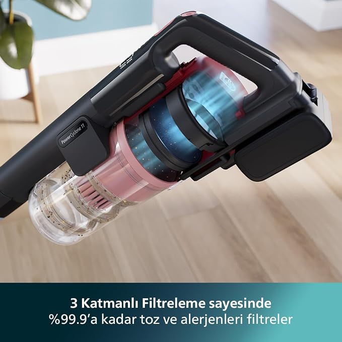 Philips 6000 Serisi Kablosuz Dikey Süpürge, PowerCyclone 11 (XC6552/01) ve Philips Orijinal Yedek Filtre - Kablosuz Süpürge 6000, 7000 ve 8000 Serisi ile Uyumlu (XV1681/01)