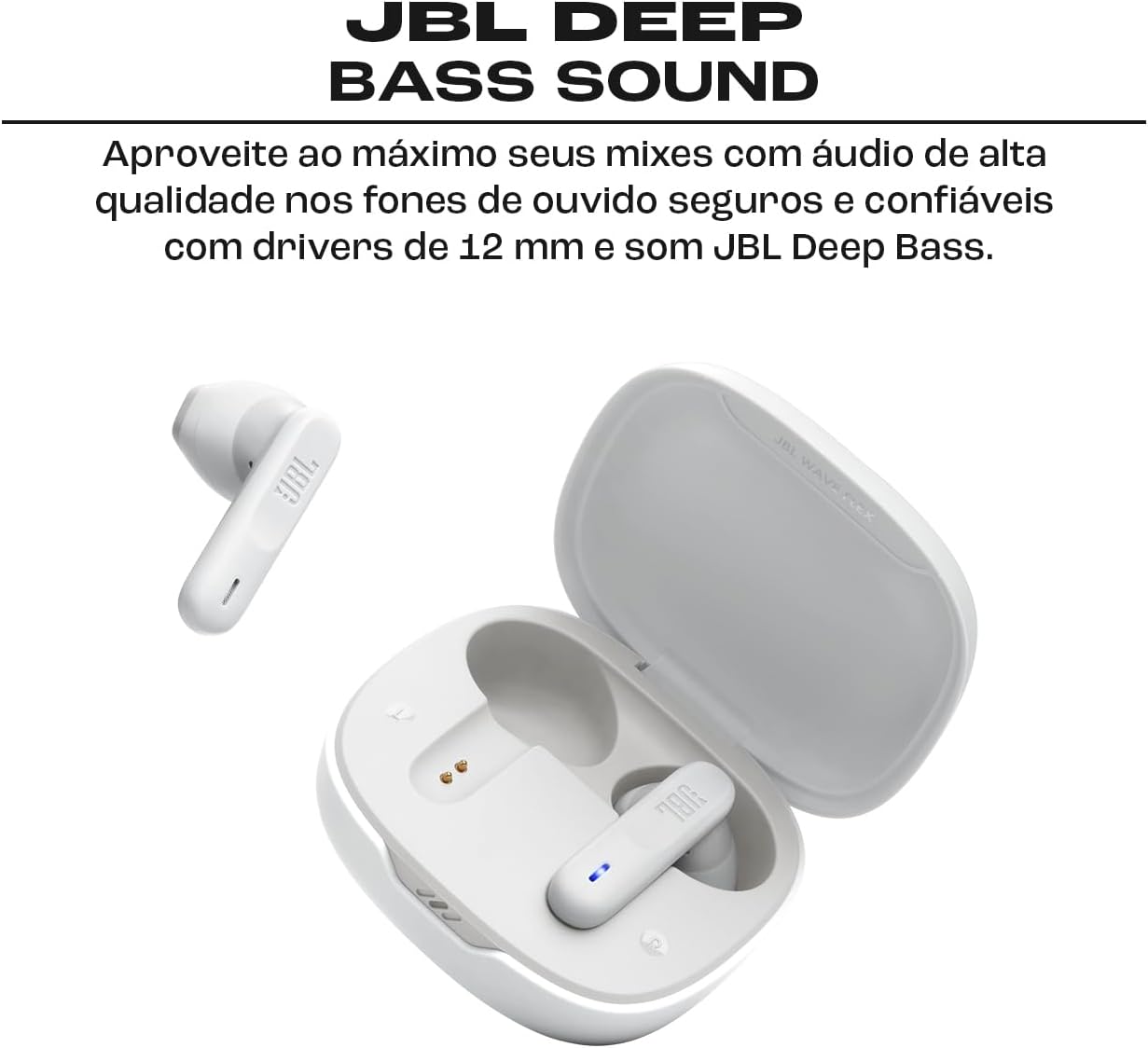 JBL, Fone de Ouvido Sem Fio, Bluetooth, Wave Flex TWS - Branco