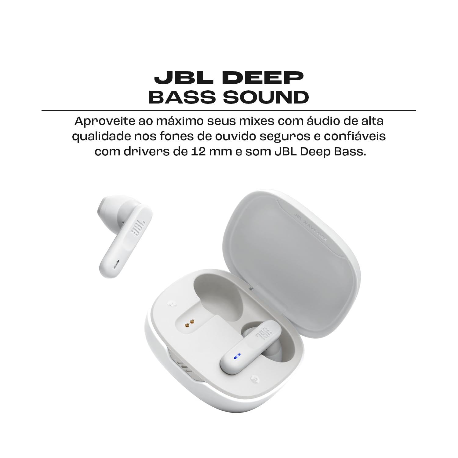 JBL, Fone de Ouvido Sem Fio, Bluetooth, Wave Flex TWS - Branco