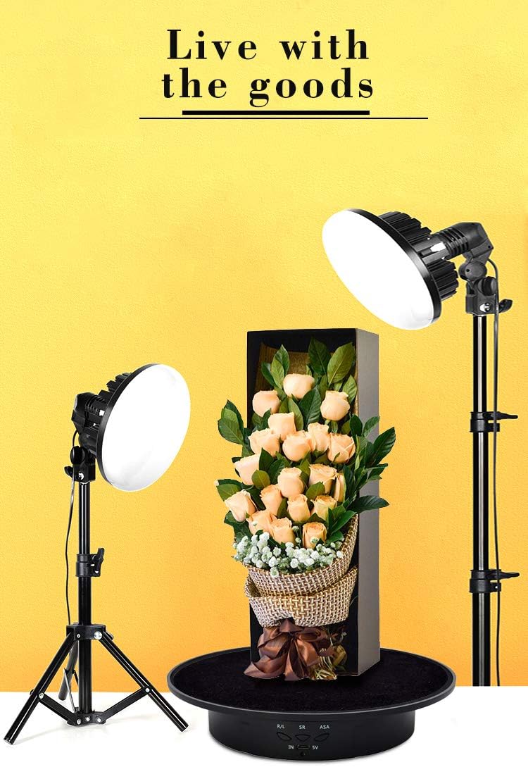 JAYEGT Motorized Rotating Display Stand, 7.87inch /17.6lbs Load, 360 Degree Electric Rotating Turntable for Photography Products, Jewelry, 3D Model,with 5 Colors Backgrounds- Black