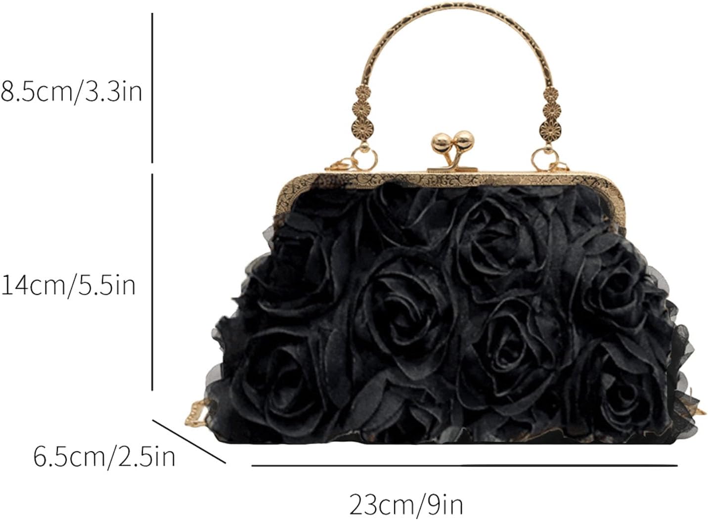 Women Clutch Purses, Elegant 3D Rose Lace Evening Bag, Vintage Retro Evening Clutch, Crossbody Shoulder Purse