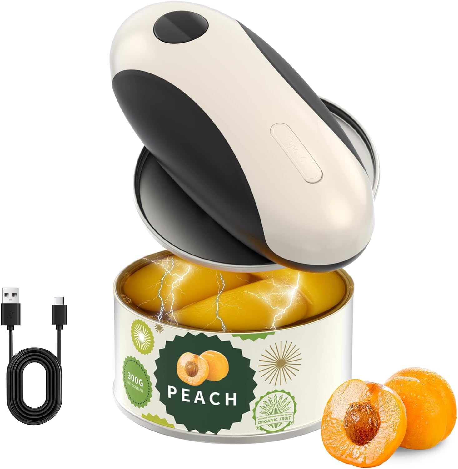 Rechargeable electric can opener with one-touch operation