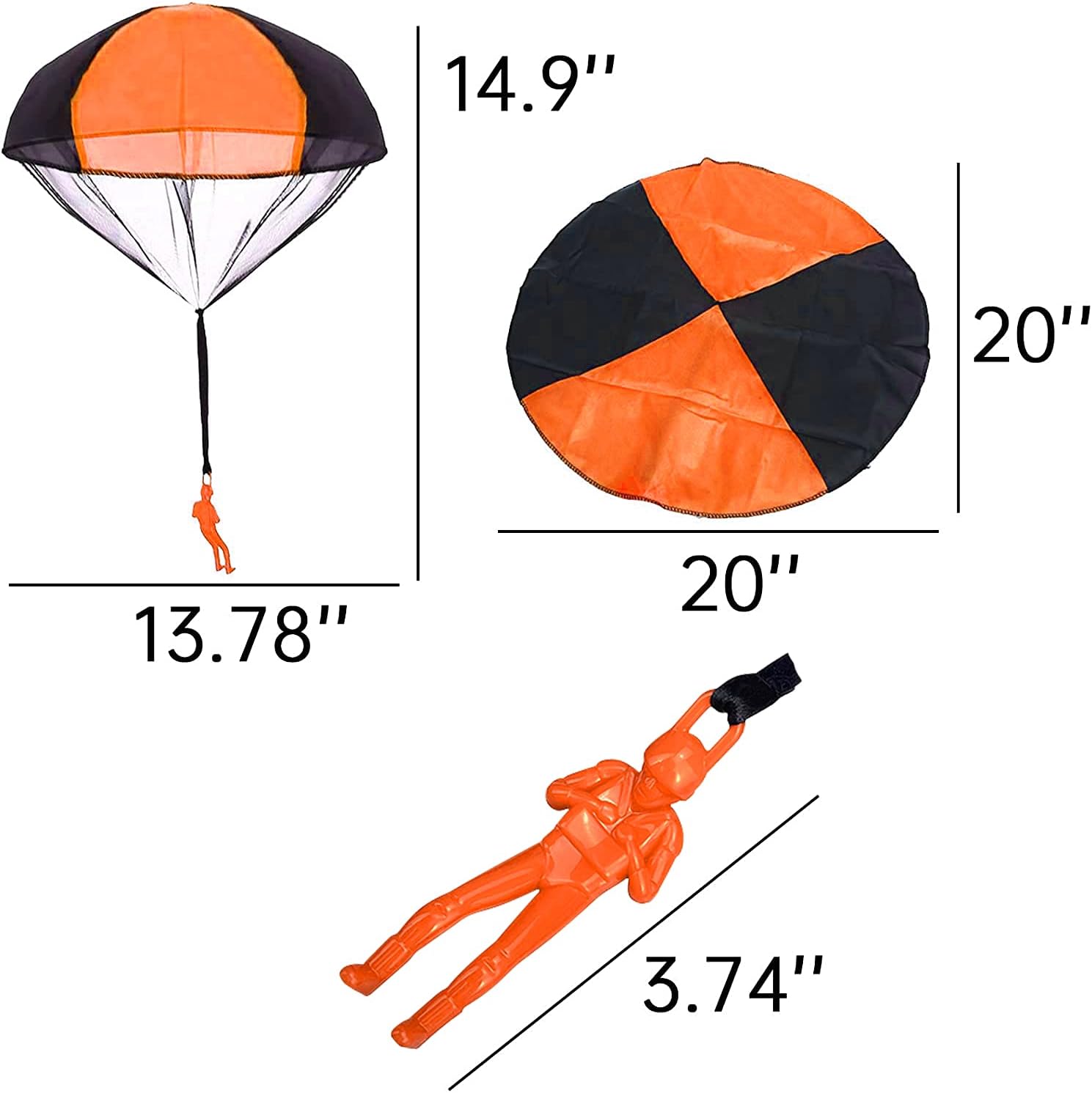 NANASO 5 Pcs Parachute Toy, No Tangle Throw Throwing Parachute Men, Outdoor Children's Paratrooper Toy, Hand Throw Parachute Army Man (Colorful-Green)