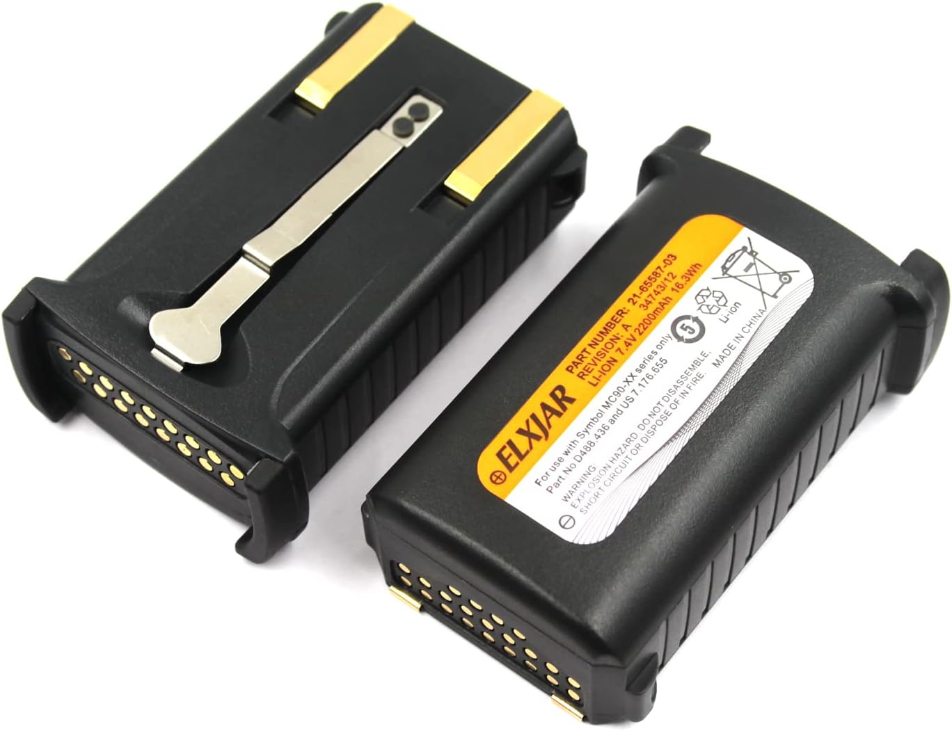 (2-Pack) 7.4V 2200mAh Li-ion Battery Replacement for Motorola Symbol MC9000 MC9050 MC9060 MC9090 MC9190 MC92N0 Barcode Scanner Replaces KT-21-61261 21-65587-01