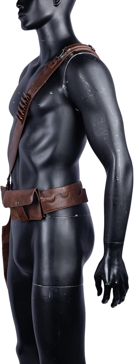 Men's Cosplay Costume Belt Holster PU Leather Holster Costume Belts Props Accessory for Halloween