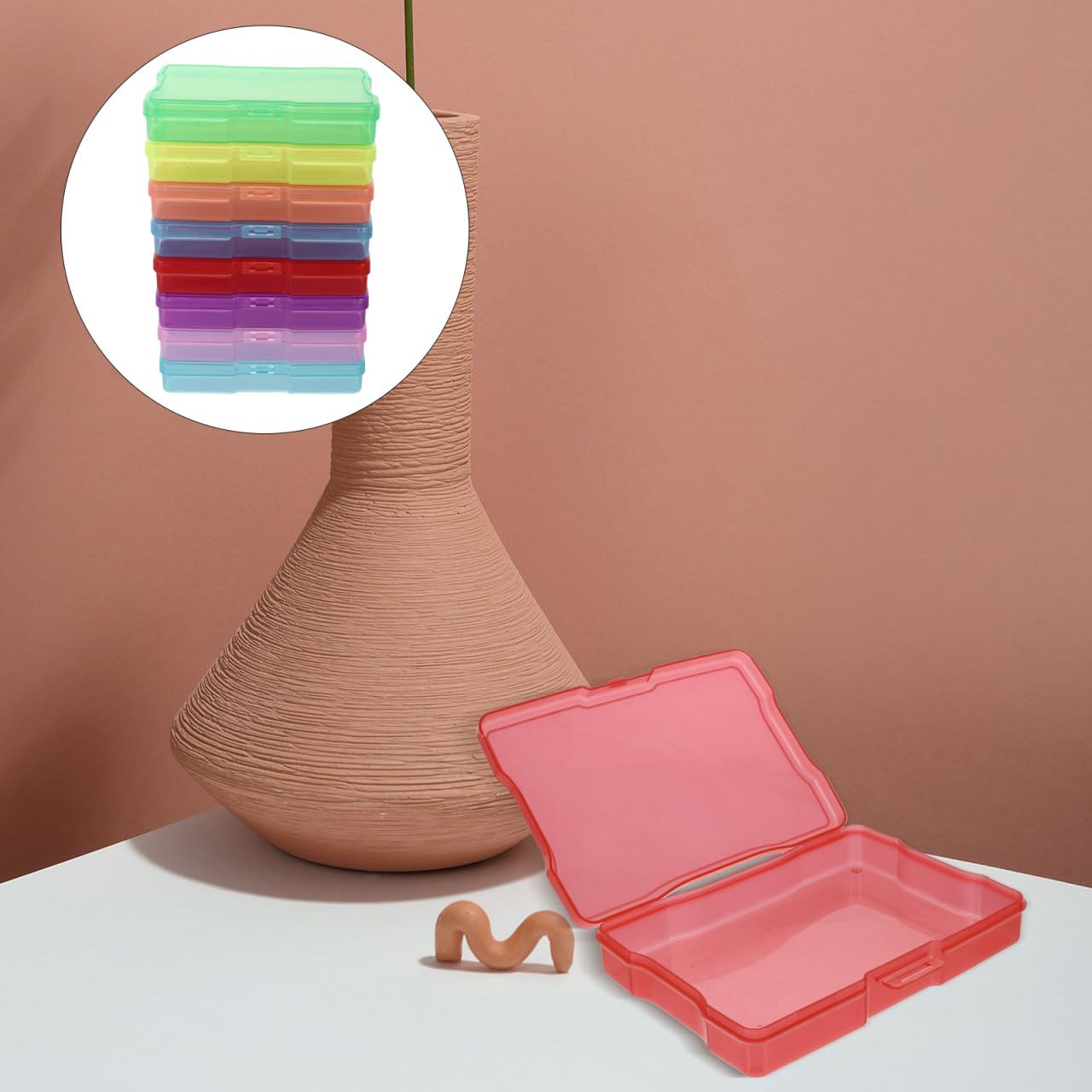 HOMSFOU Lot De 8 BoîTes De Rangement En Plastique Pour Photos 10X15 Cm Organiseur Pour Cartes Postales Et Photos Avec Couleurs Assorties Pour Usage Domestique(Couleur aléatoire)