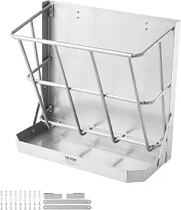 VEVOR Wall Mounted Hay and Grain Feeder, 18.5 Gallon Capacity, Heavy-Duty Galvanized Steel for Livestock