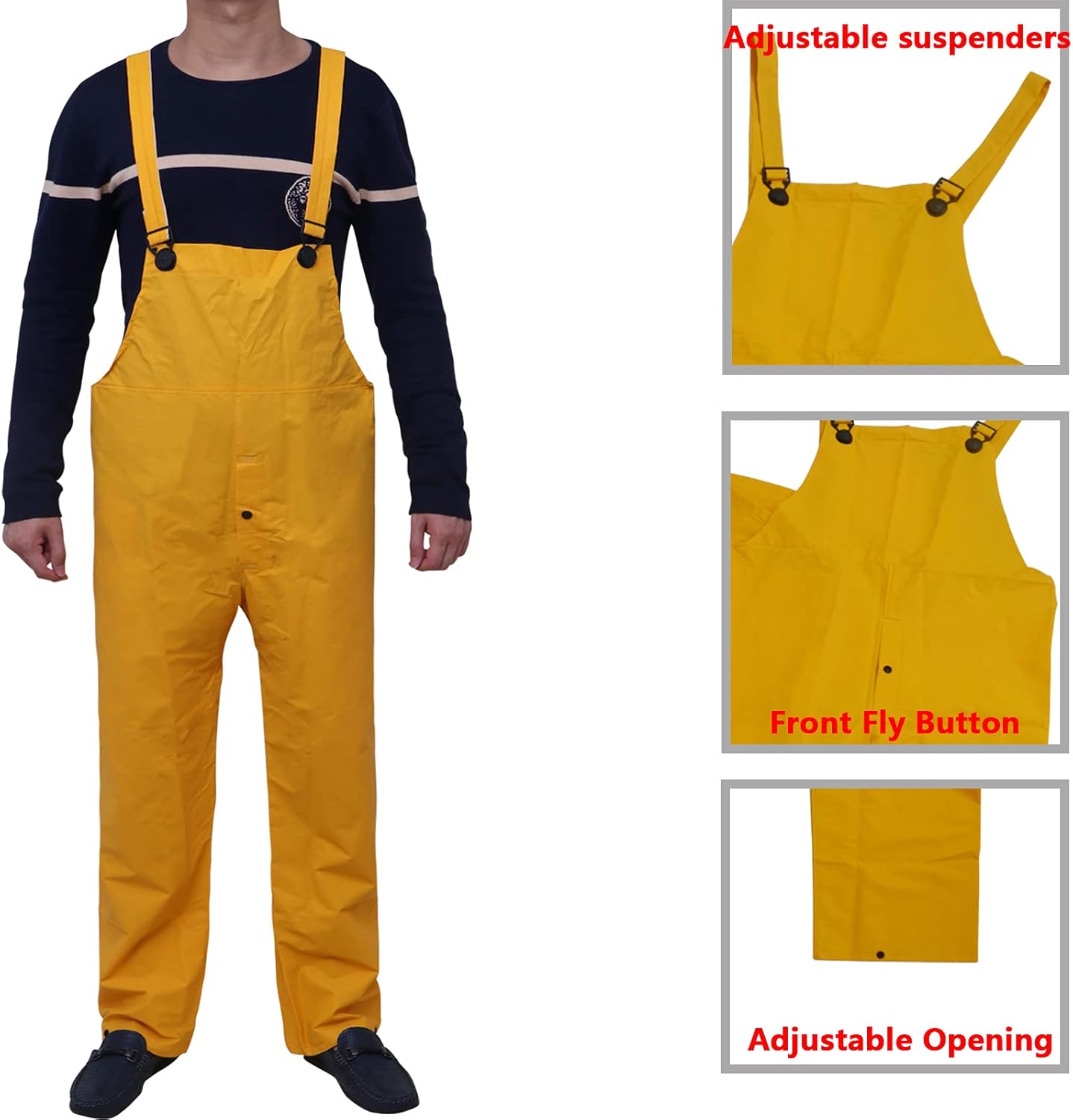 Miniatura 3 de RainRider Traje de lluvia comercial para hombre, de alta visibilidad, de cuero, resistente, impermeable, con pantalones de babero