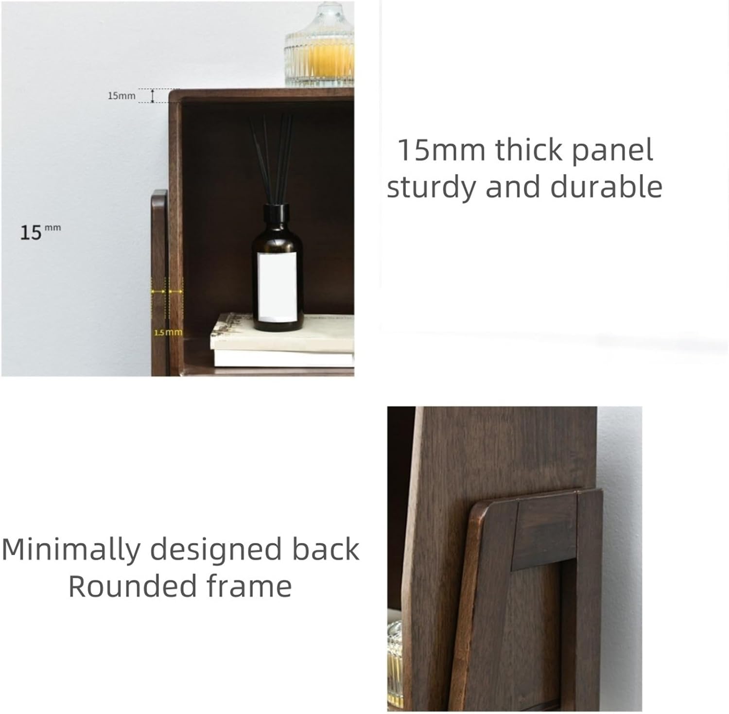 3 Tier Ladder Shelf Freestanding Bookshelf Solid Wood End Table Tall Nightstand with Storage Shelf Side Table Cabinet Bedside Table Sofa Side Table for Living Room ﻿(Brown)