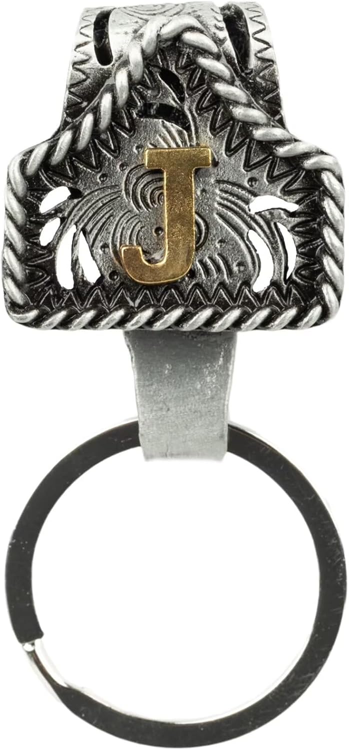 XZYLY Vintage Western Cowboy Letter Keychain,Handmade Metal A-Z Initial Key Chain Clip,Personality key holder for Pocket&Bag
