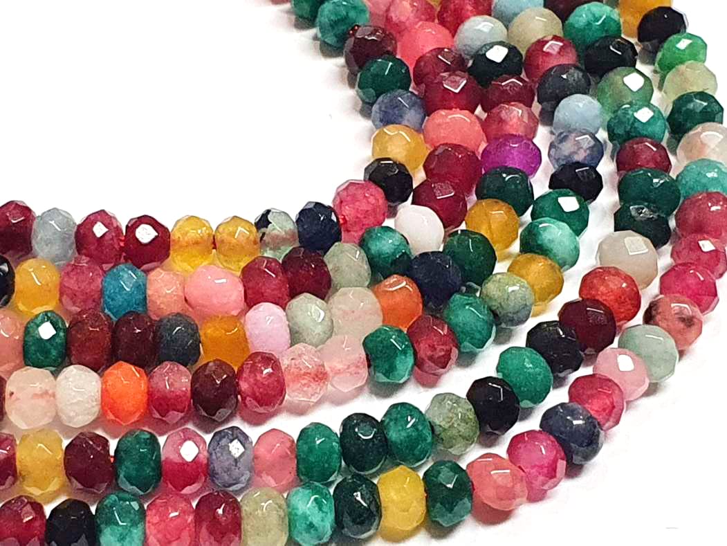 Perlin Kamienie szlachetne, kamienie agatowe, 4 mm, 30 sztuk, fasetowane, okrągłe, kamienie półszlachetne, perły ozdobne, małe perły (mieszane)