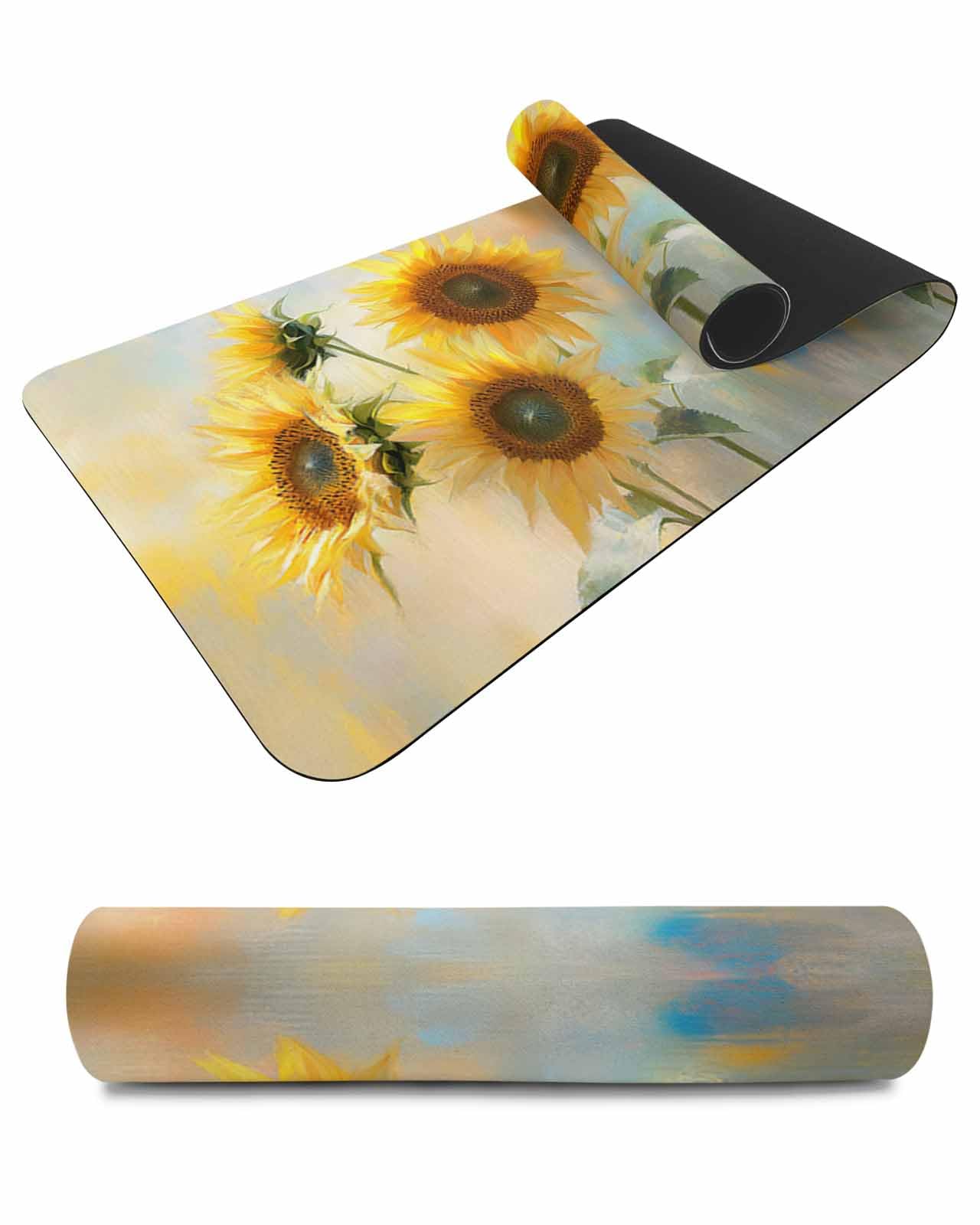Debedcor Heat Proof Table Pads Waterproof Decorative, Farmhouse Sunflowers Non-Slip Table Countertop Protector, Watercolor Abstract Floral Insulation Mat for Kitchen Room, 40 x 12 Inches
