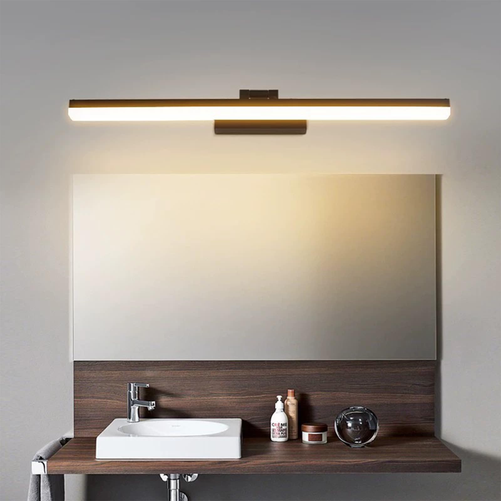 LED Spiegelleuchte Badezimmer Wasserdicht Wandleuchten 3 Farbtemperatur Dimmbar Modern Wandlampen 180° Drehbar Wandbeleuchtung für Schminktisch Wohnzimmer Make-up (Silber,70cm)