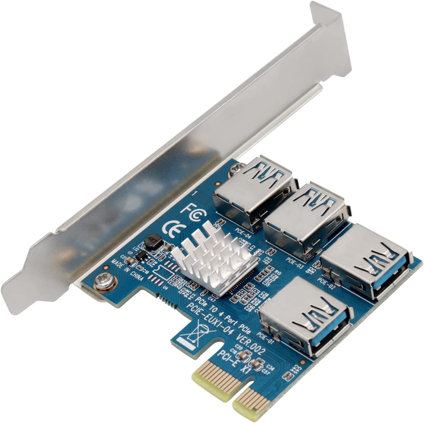 Etzin PCI-e 1 to 4 PCI-Express x16 1-Port to 4-Port Converter Slot Riser Card PCI-e x1 to External PCI-e USB 3.0 4-Port Connection Adapter Multiplier Card Bitcoin Miner-image-40