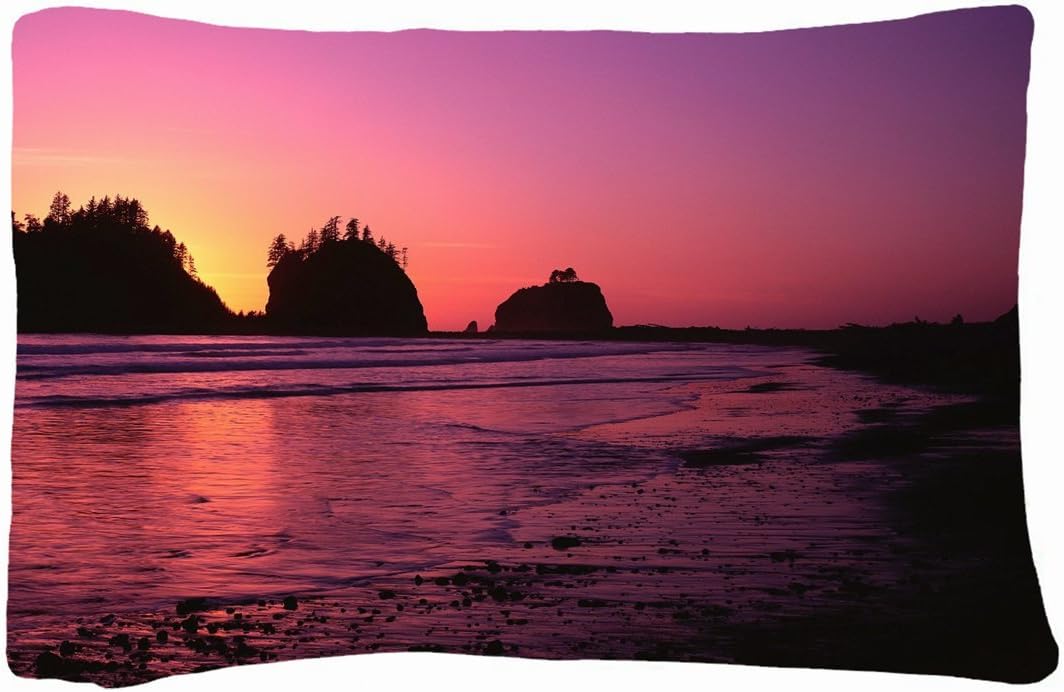 Microfiber Peach Standard Soft And Silky Decorative Pillow Case (20 26 Inch) - Nature Sunrise Sunset Water Sunset