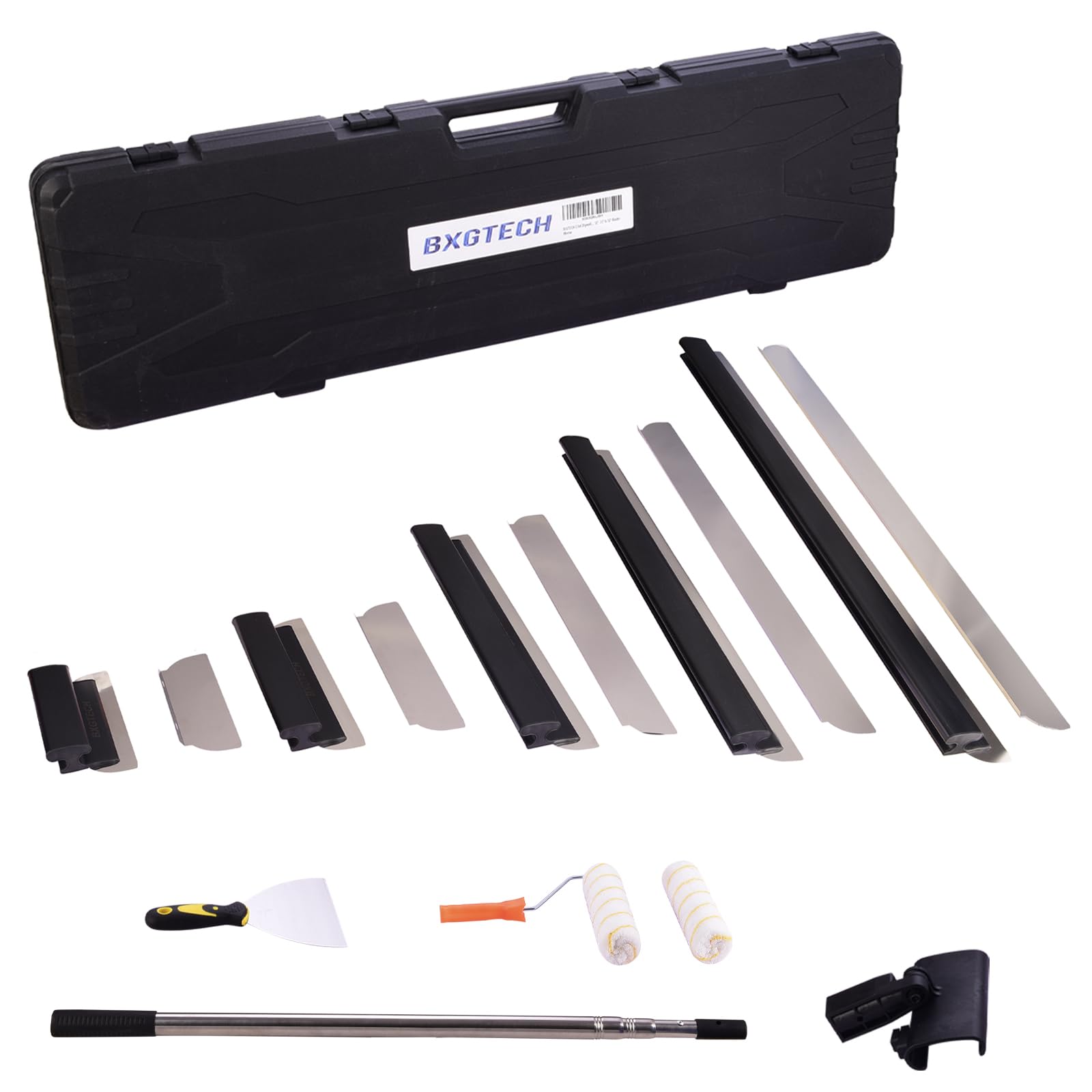 BXGTECH Drywall Tools Skimming Blade with Extension Handle - 10", 14", 24"& 32" 40" Blades with 2 Pack 0.3 mm Blades, Construction Tools End Caps,