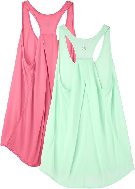 icyzone Damska koszulka sportowa typu tank top, lekka koszulka do jogi, joggingu, fitnessu, bez rękawów, luźny top
