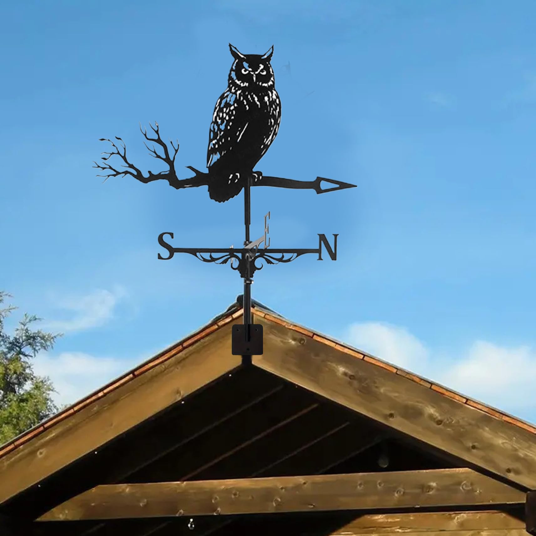 Yard Shed Weathervanes Owl Weather Vane - Metal Roof Mount Wind Direction For Garden, Yard, Shed Decor Garden Yard Wind Direction Indicator