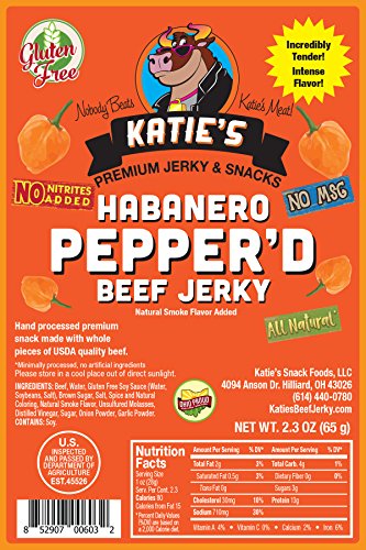 Katie's Beef Jerky - Habanero Peppered Beef Jerky (Pack Of 1), Spicy Meat Snack Made With Premium Quality Beef, Gluten Free - No Preservatives, Nitrites, Or Msg… #TOP7