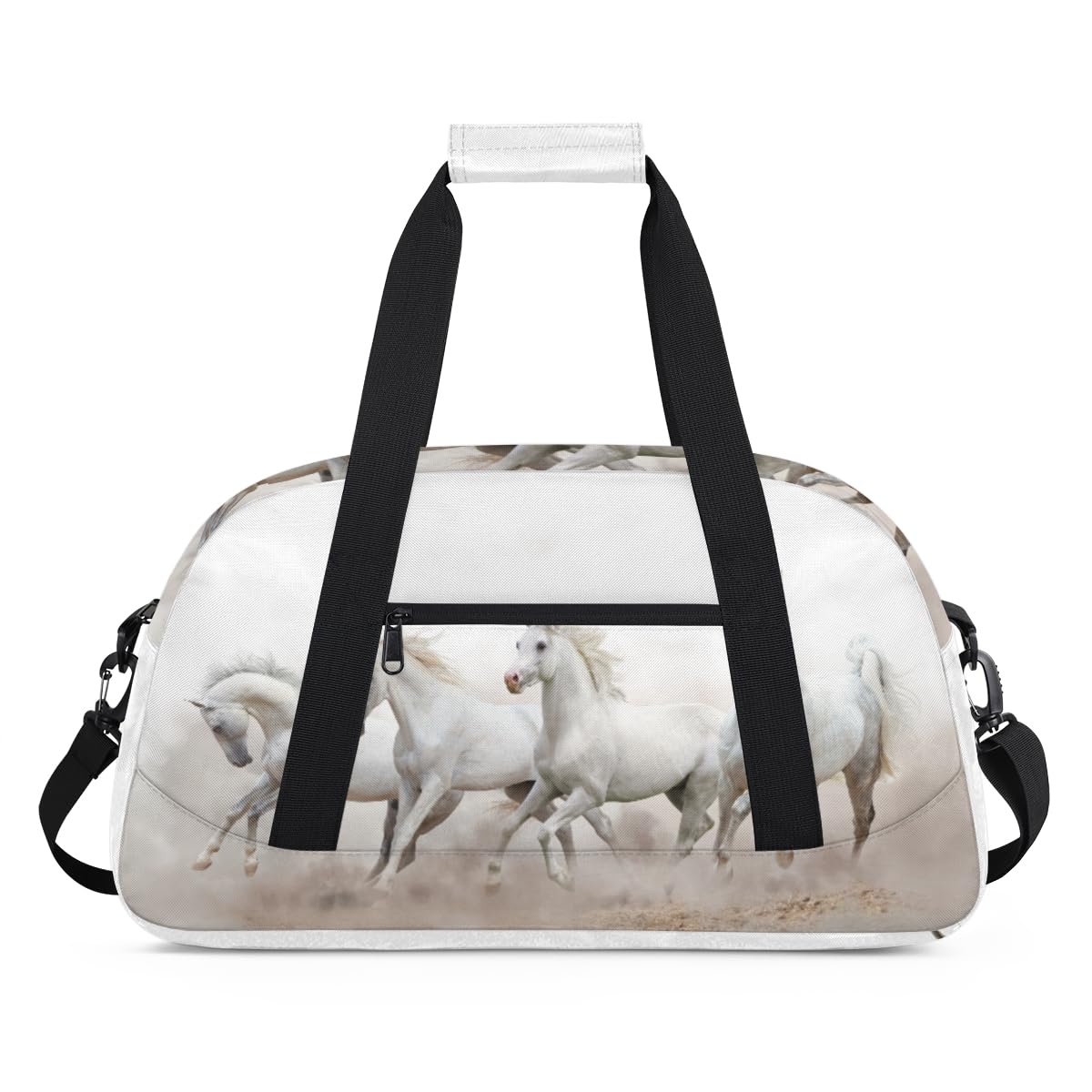 Sac De Sport Léger Pour Enfant – Motif Cheval, Polyester, 47x24x20cm, Bandoulière Amovible, Pour école, Gym, Pyjama Party