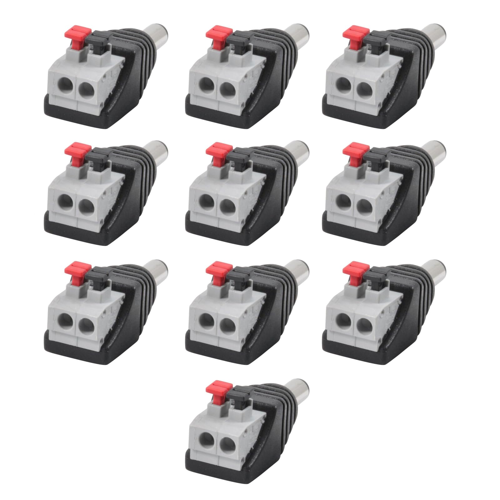 10pcs 5.5mm x 2.1mm Male/Female DC Power Jack & Plug Screwless Quick Wire Connector for 12V/24V LED/CCTV/Electronics