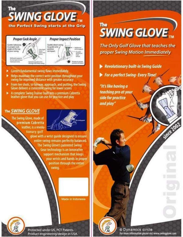 Swing Glove Left Best Golf Training Aid/Play for Right Handed Golfer S ~ XXXL [Original Patent] (L)
