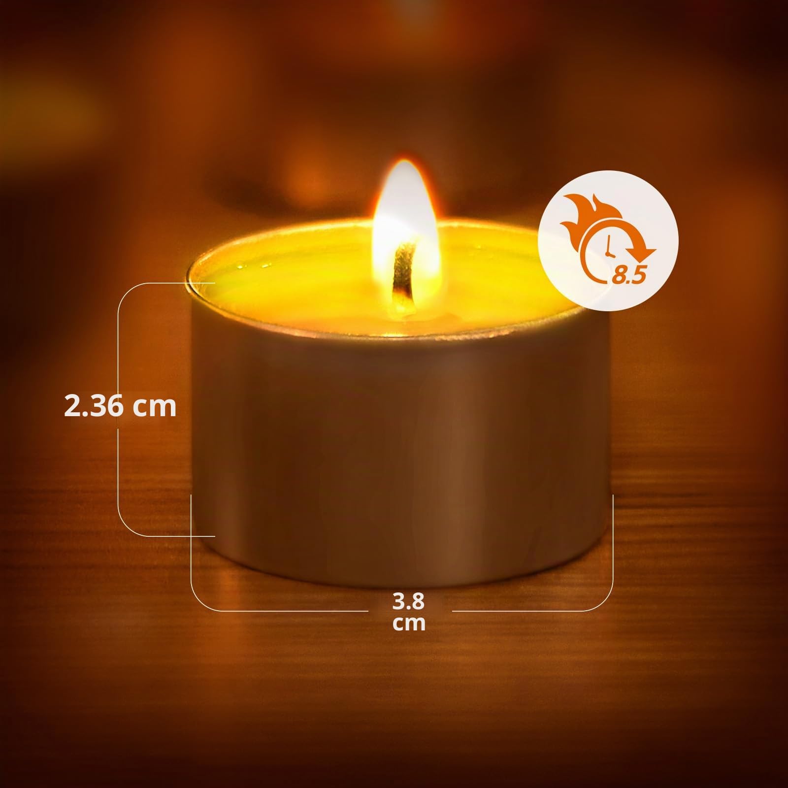 Ashlux Velas Tealight de Cera de Palma, 50 Unidades Blancas, 8-9h de Larga Duración, Sin Humo y Sin Olor, Con Portavasos de Aluminio, Sin Parafina para Boda, Fiesta y Decoración del Hogar