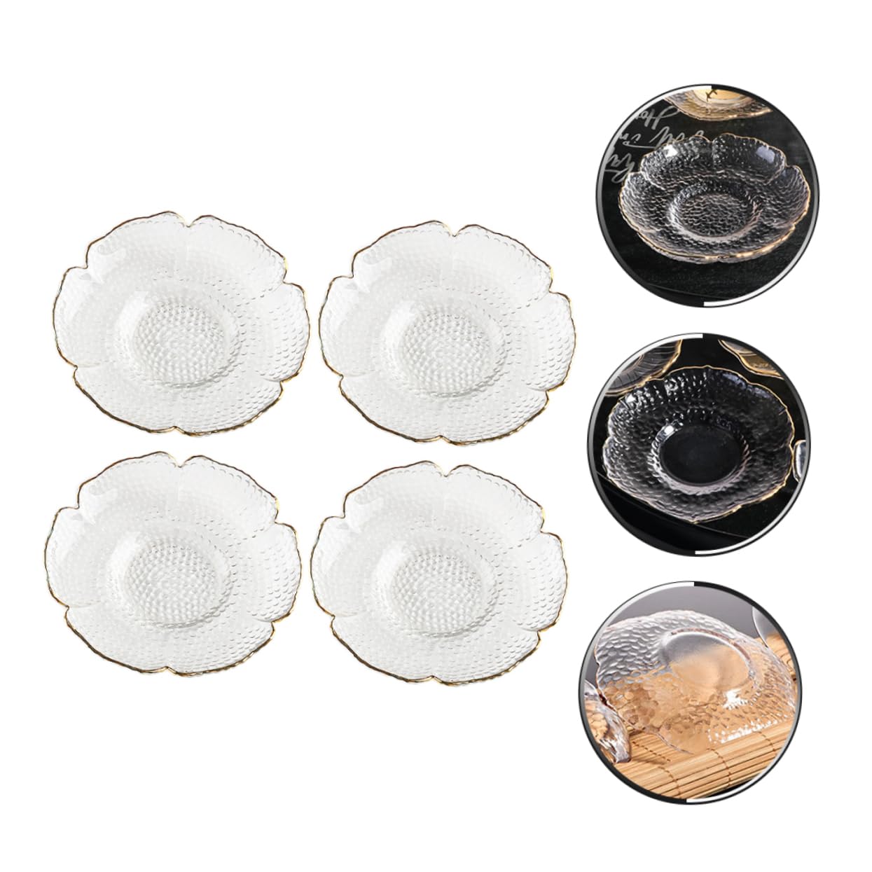 4 Stück Glasuntersetzer aus Glas im Japanischen Stil | Blumenform, für Tee im Restaurant der Bar, Rutschhemmend und Praktisch im Einsatz