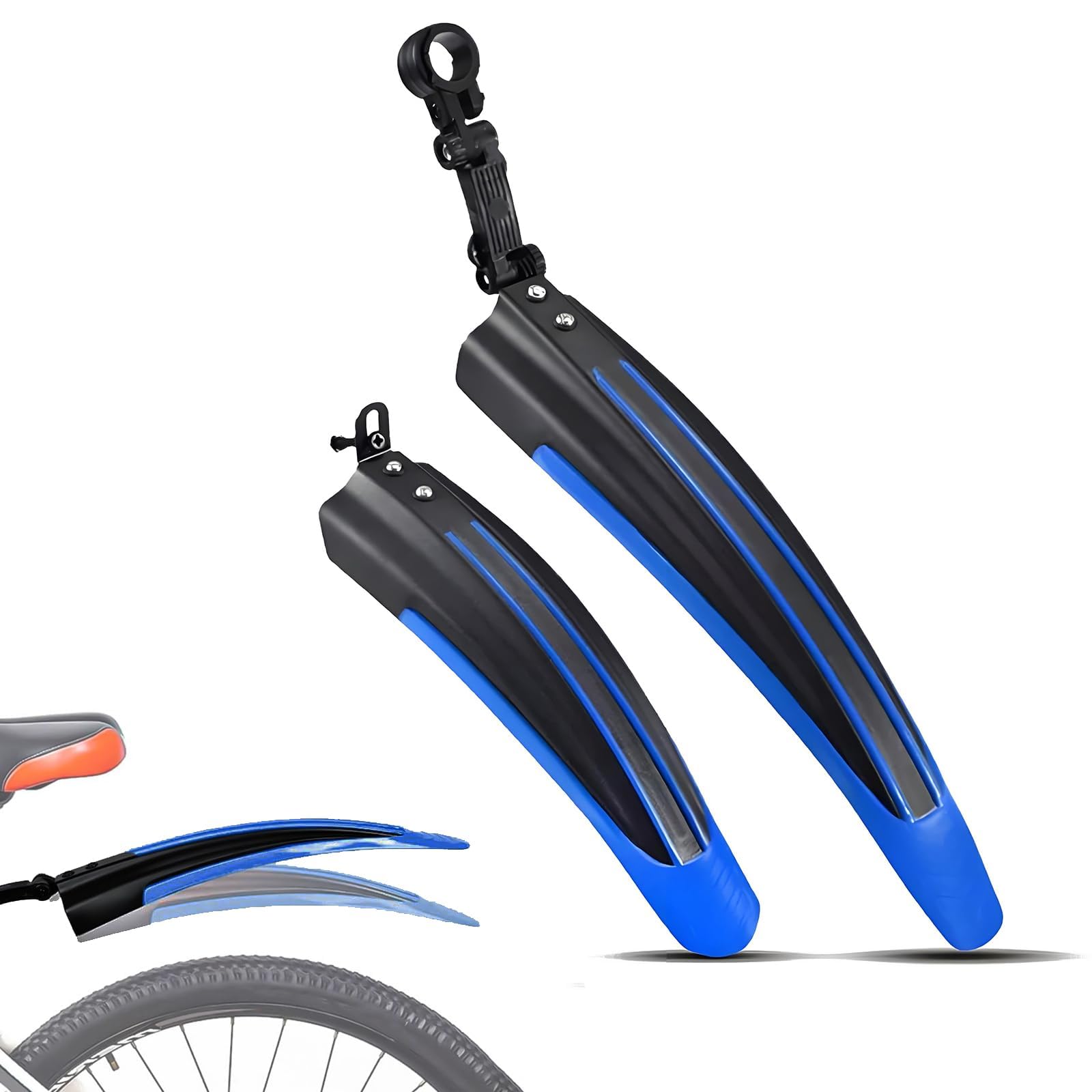 RQLCS Bike Mudguard Set for Merida Ninety Six 2021, Front and Rear Bicycle Fenders Mud Guard Adjustable Bike Mudflap Mountain Road Bike,D-Black-Blue