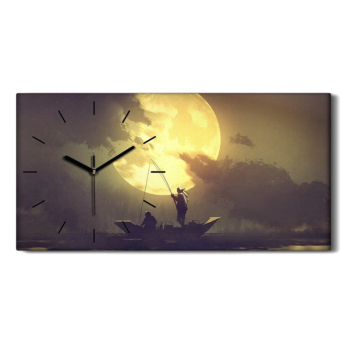 Horloge sur Toile Pêcheur Décoration Salon et Chambre Ambiance Nature