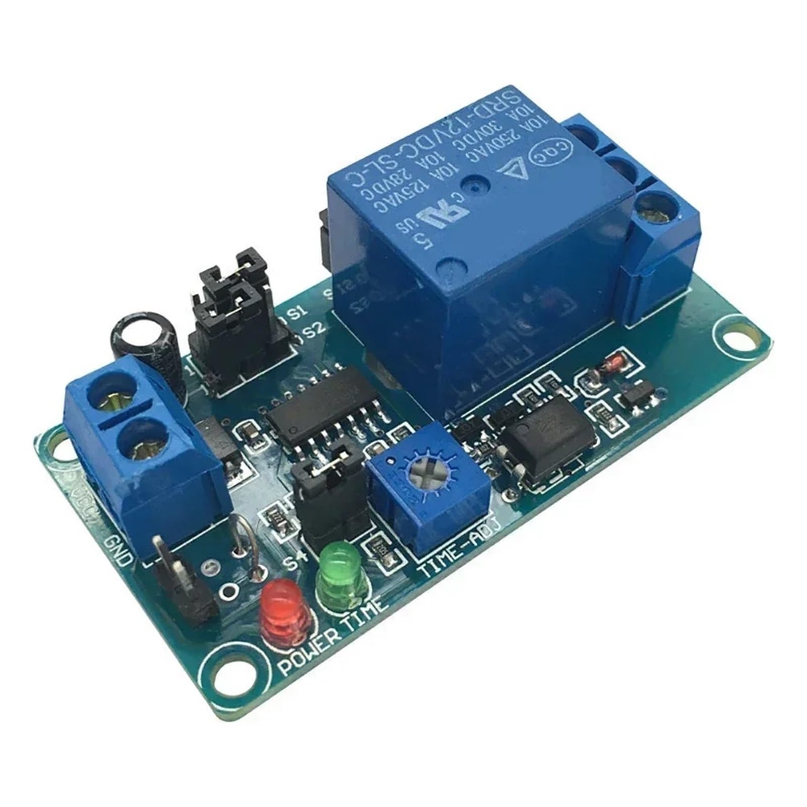 DC5V/12V Zeitrelaismodul Normal geöffnet Zeitverzögerungsrelais Zeitrelais-Steuerschalter Einstellbares Potentiometer LED-Anzeige(12V)