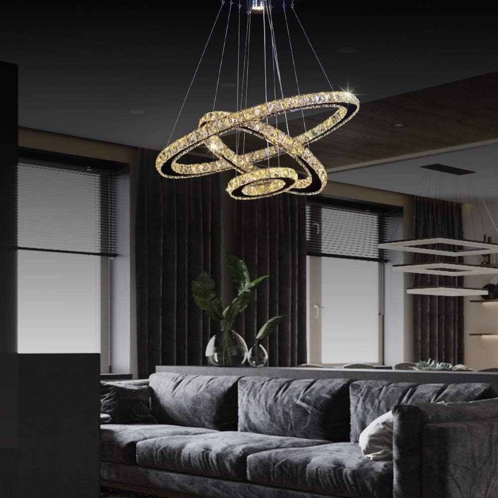 Gеt Dіѕсоunt 70% Prісе Crystal Chandelier, 27.5 x 19.6 x 11.8 Dining Room Living Room Modern LED Ceiling Pendant Light Contemporary 3 Rings Adjustable Stainless Steel Lighting Fixtures (3r Warm White) Exсluѕіvе Dіѕсоunt 70% Prісе Crystal Chandelier, 27.5 x 19.6 x 11.8 Dining Room Living Room Modern LED Ceiling Pendant Light Contemporary 3 Rings Adjustable Stainless Steel Lighting Fixtures (3r Warm White)