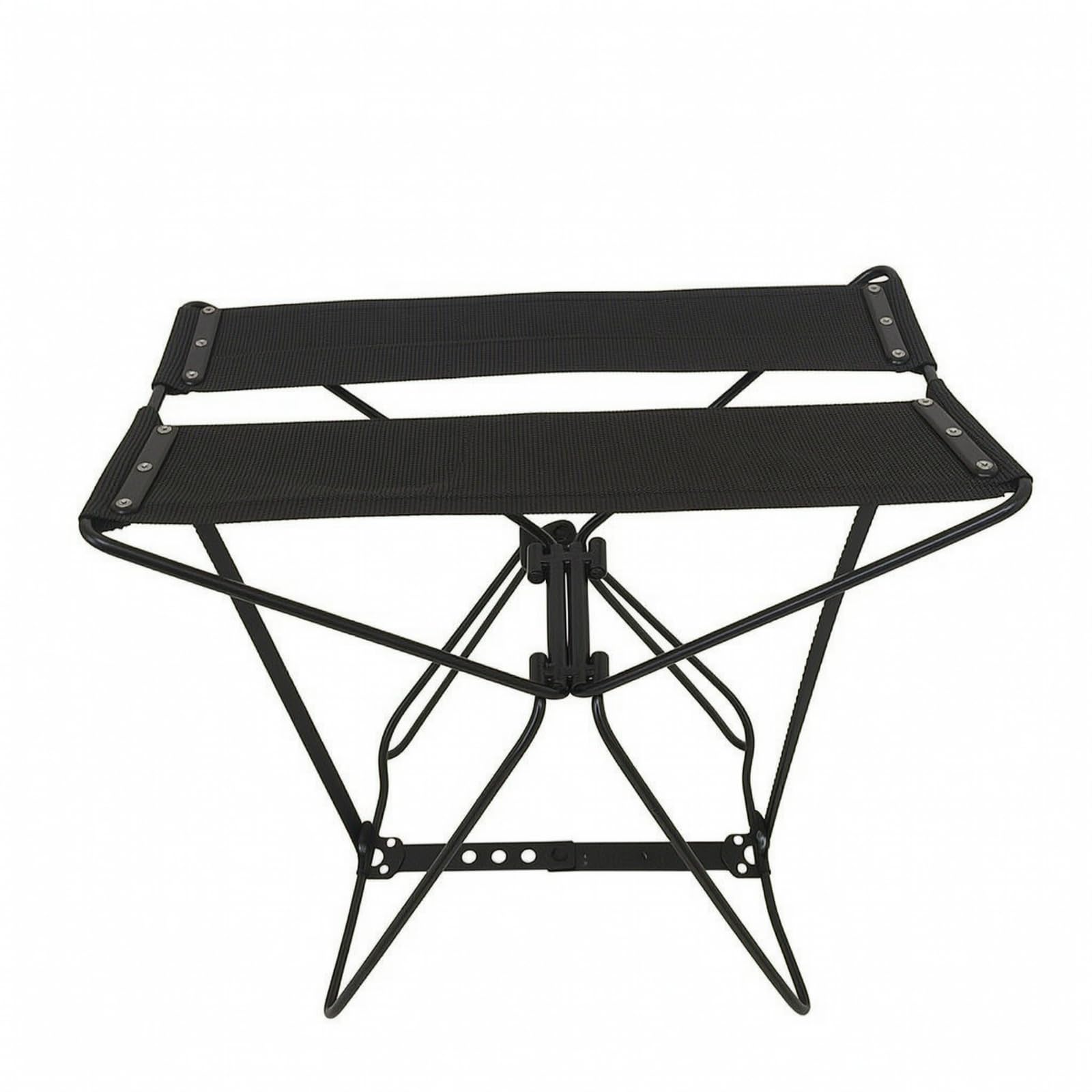 Taburete Plegable Metálico , Negro, Tamaño Mediano, Banco Doble , Mediano