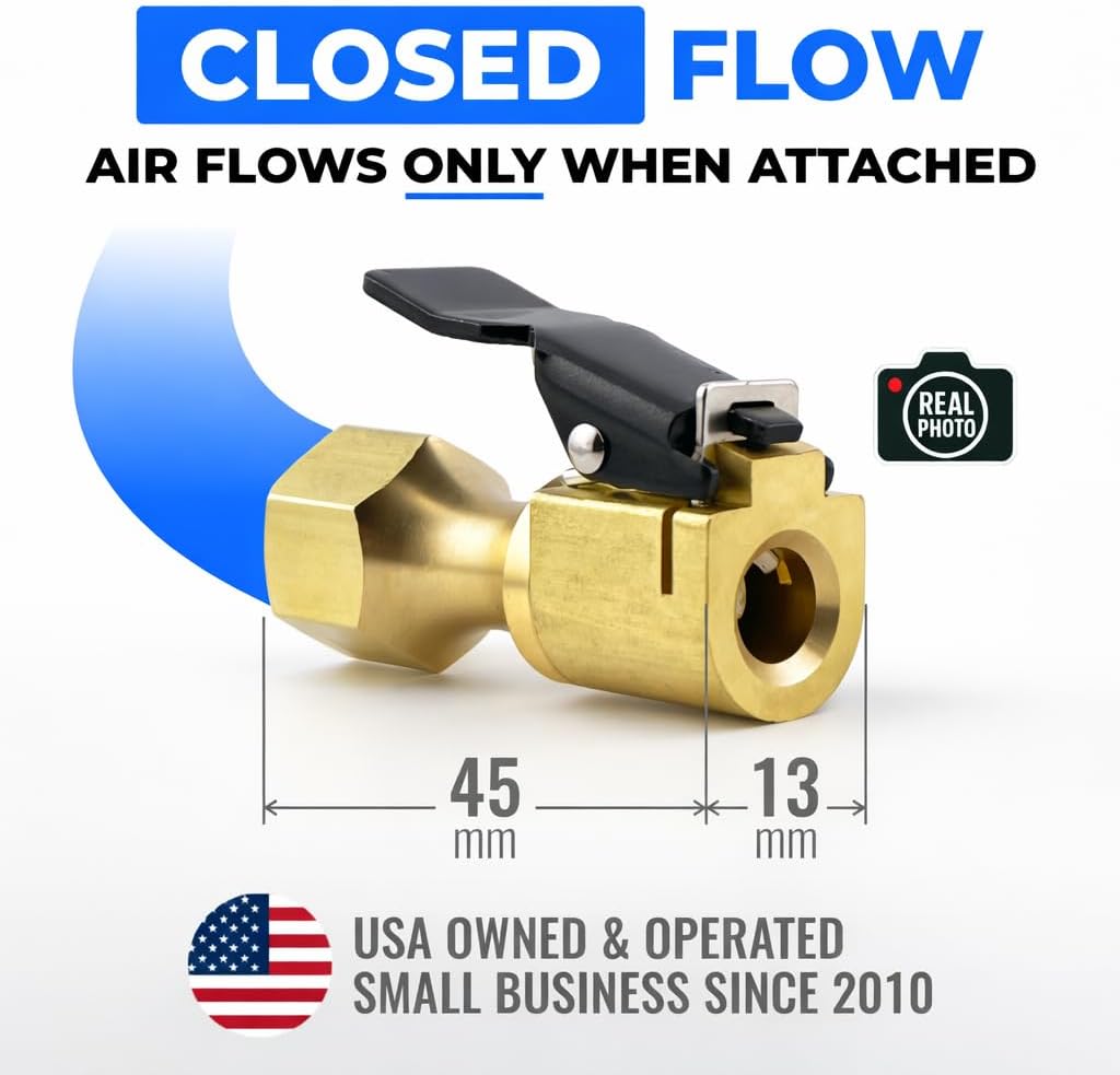 Chuck Mates Premium 1/4" NPT Quick-Connect Tire Inflator Chuck with SimpleSeal - Closed-Type (1 Pack)