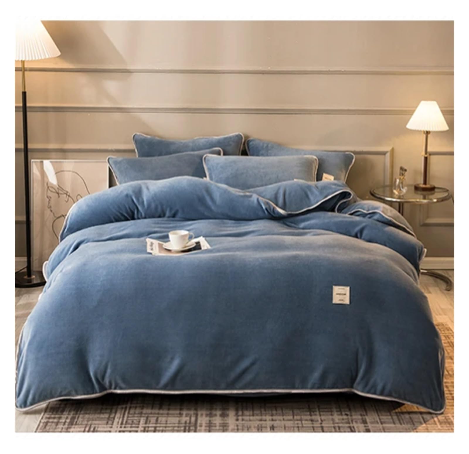 Ensemble de literie en velours de lait d'hiver avec draps à bride en peluche pour nuits douillettes