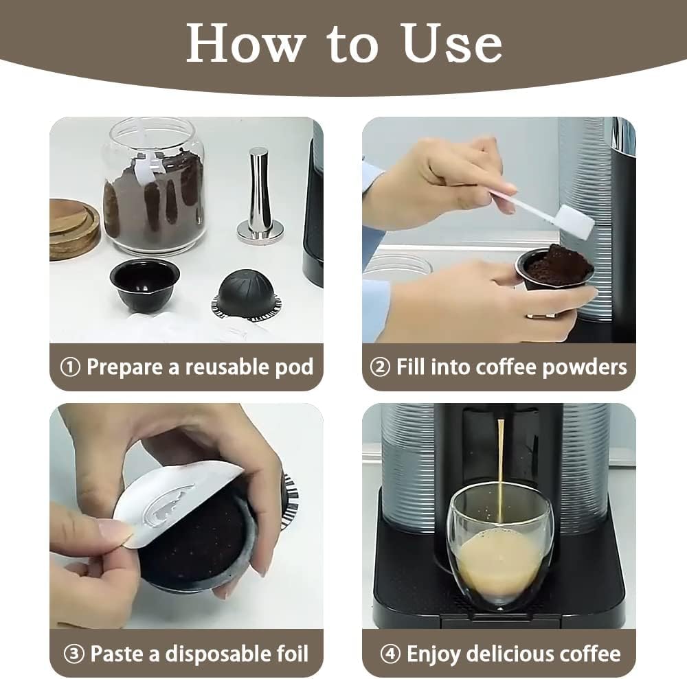 5Pcs Refillable Coffee Capsule Vertuo Pods, 230ml Reusable Refill Vertuoline Pod Coffee Capsule Filter Cup for Nespresso Vertuoline Machine image 4