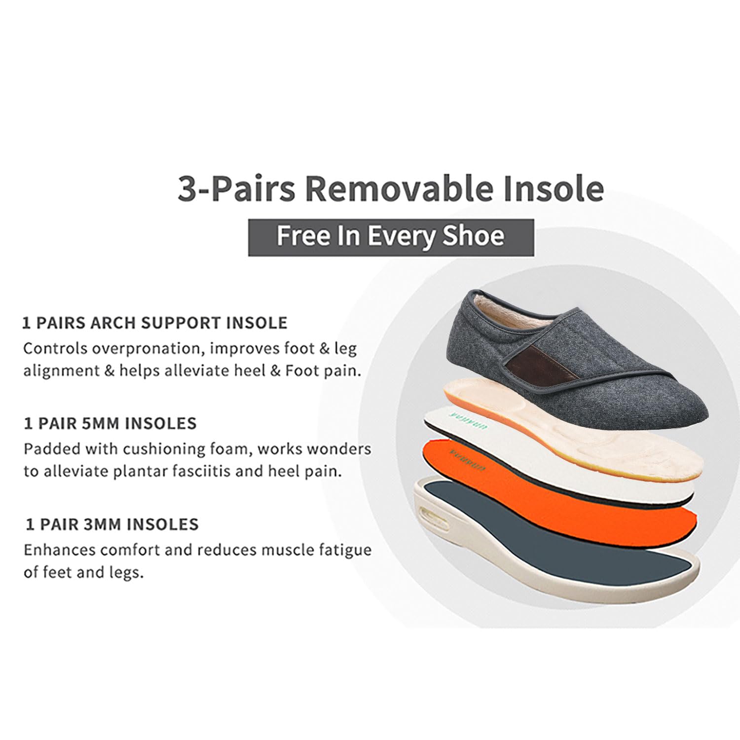 Zapatos Unisex de Verano para diabéticos: Extra Anchos, Transpirables y livianos, Personas Mayores con hinchazón de pies o Bursitis,Gris,46