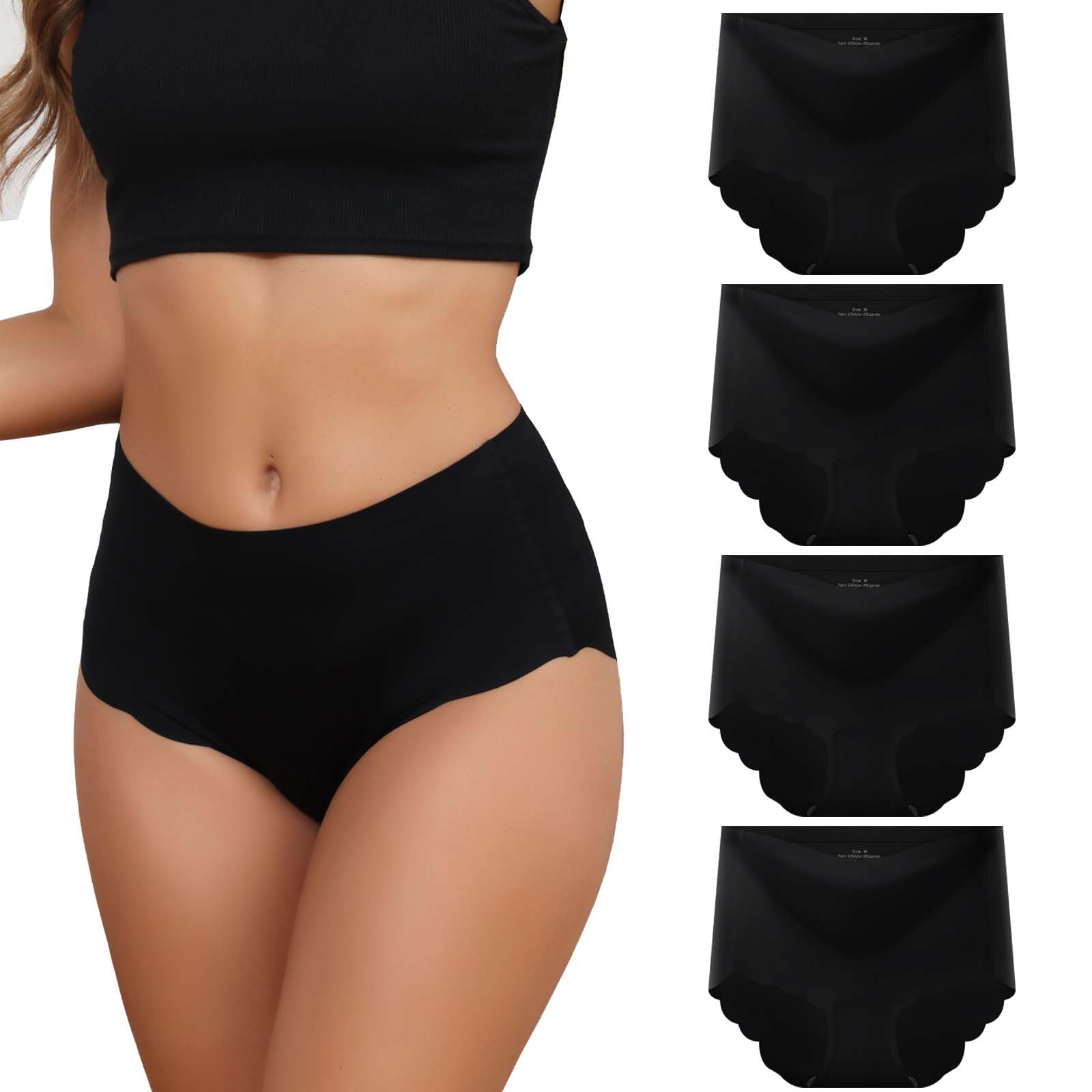Dumwis Underwear Women Seamless Knickers for Women High Waisted Knickers No Vpl Underpants Invisible ladies pants Hipster Briefs Pack Of 4(S-3XL)